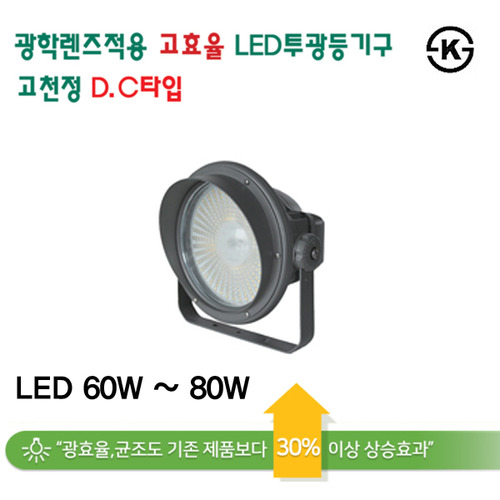 지오라이팅 국산 ks led 원형 공장등 서치라이트 투광등 투광기 d.c 타입60w 80w