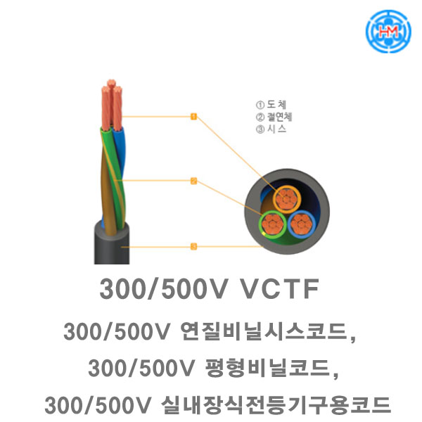 300/500V 연질비닐시스코드 평형비닐코드 실내장식전등기구용코드